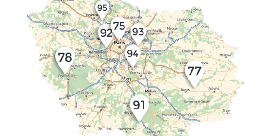 Carte zone intervention épaviste Île-de-France